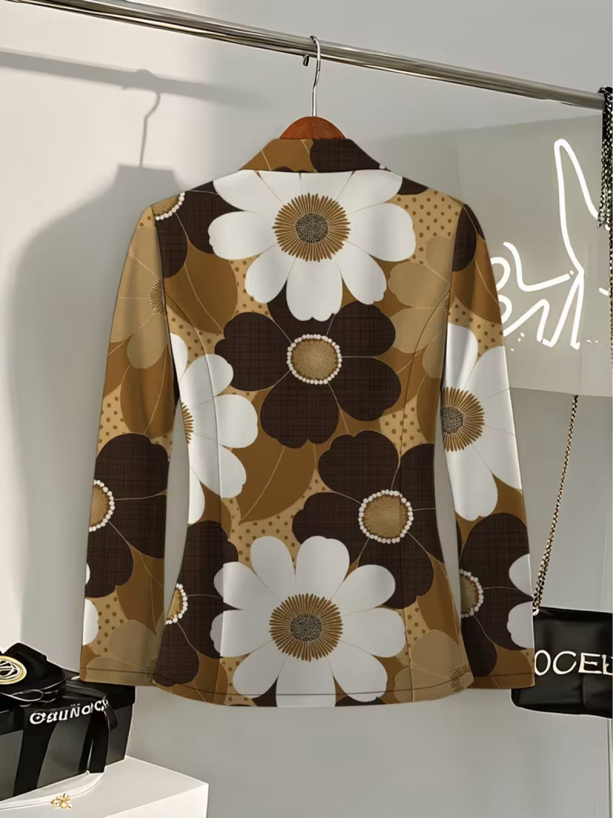 Rosevelle™ | Retro Medallion Print Tailored Blazer