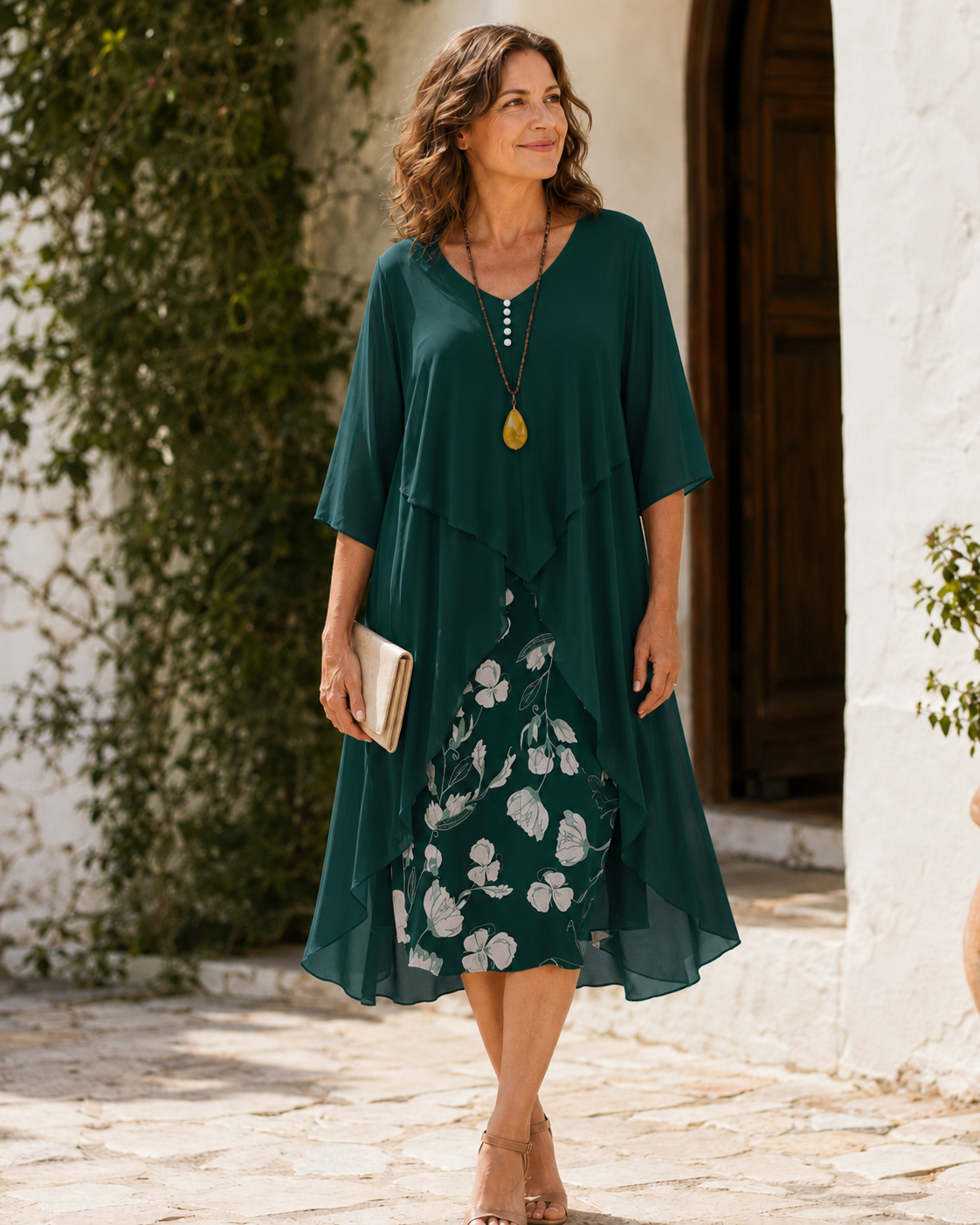 Odette™ | Floral Layered Flowing Midi Dress