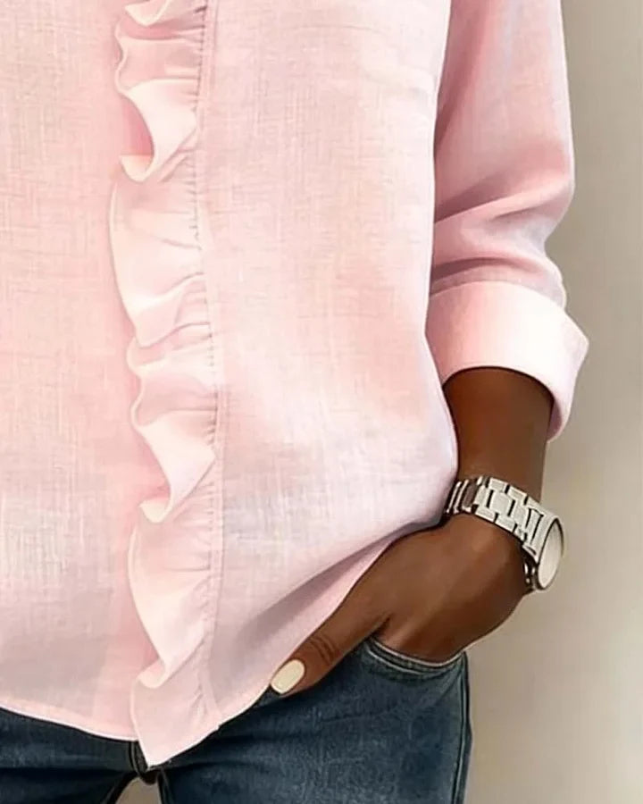 Lenora™ | Soft Ruffle Neckline Blouse