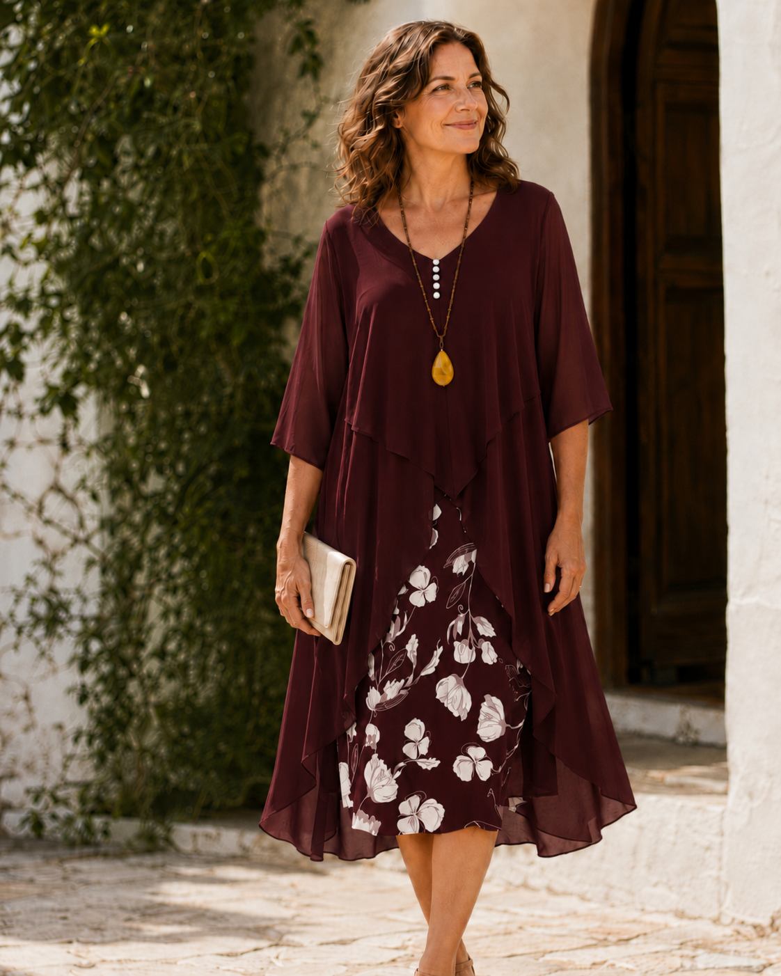 Odette™ | Floral Layered Flowing Midi Dress