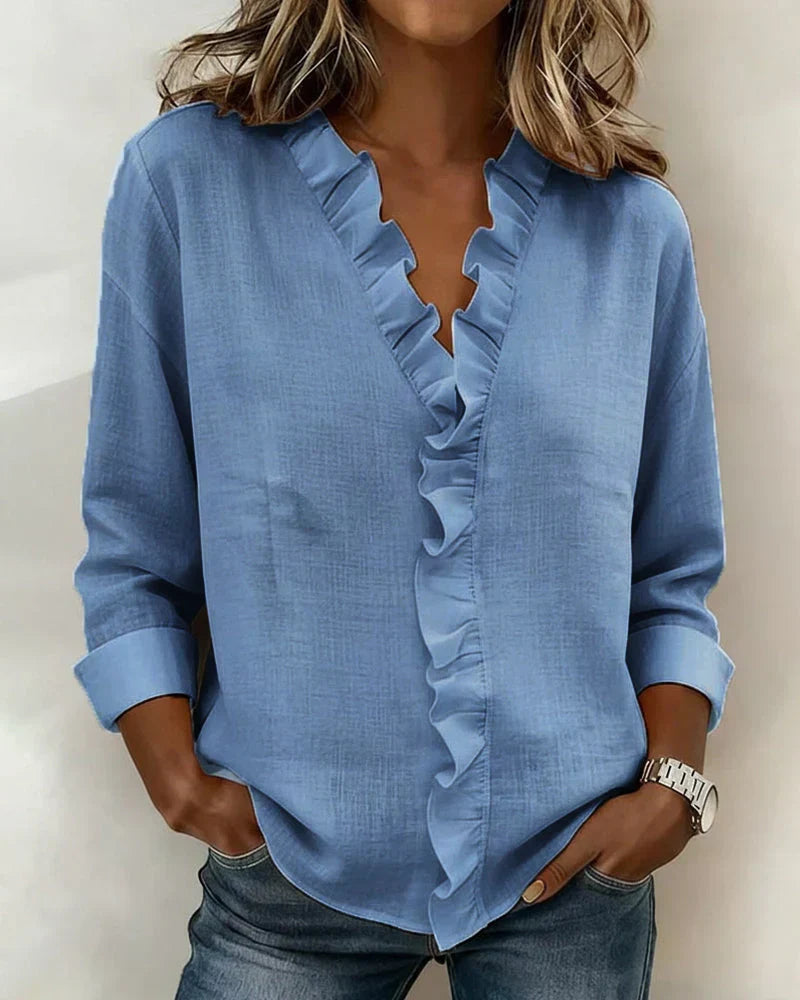 Lenora™ | Soft Ruffle Neckline Blouse