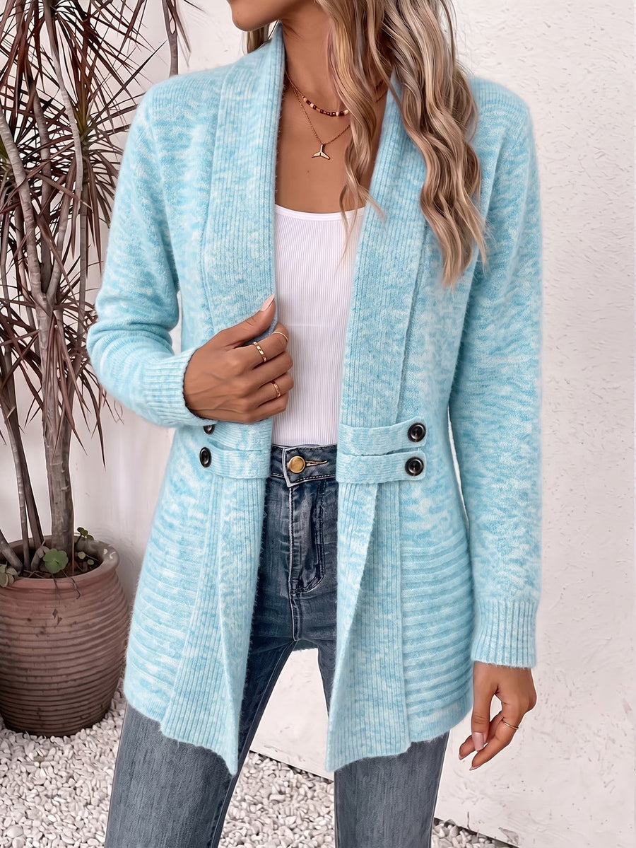 Nova™ | Aqua Ribbed Button-Tab Cardigan