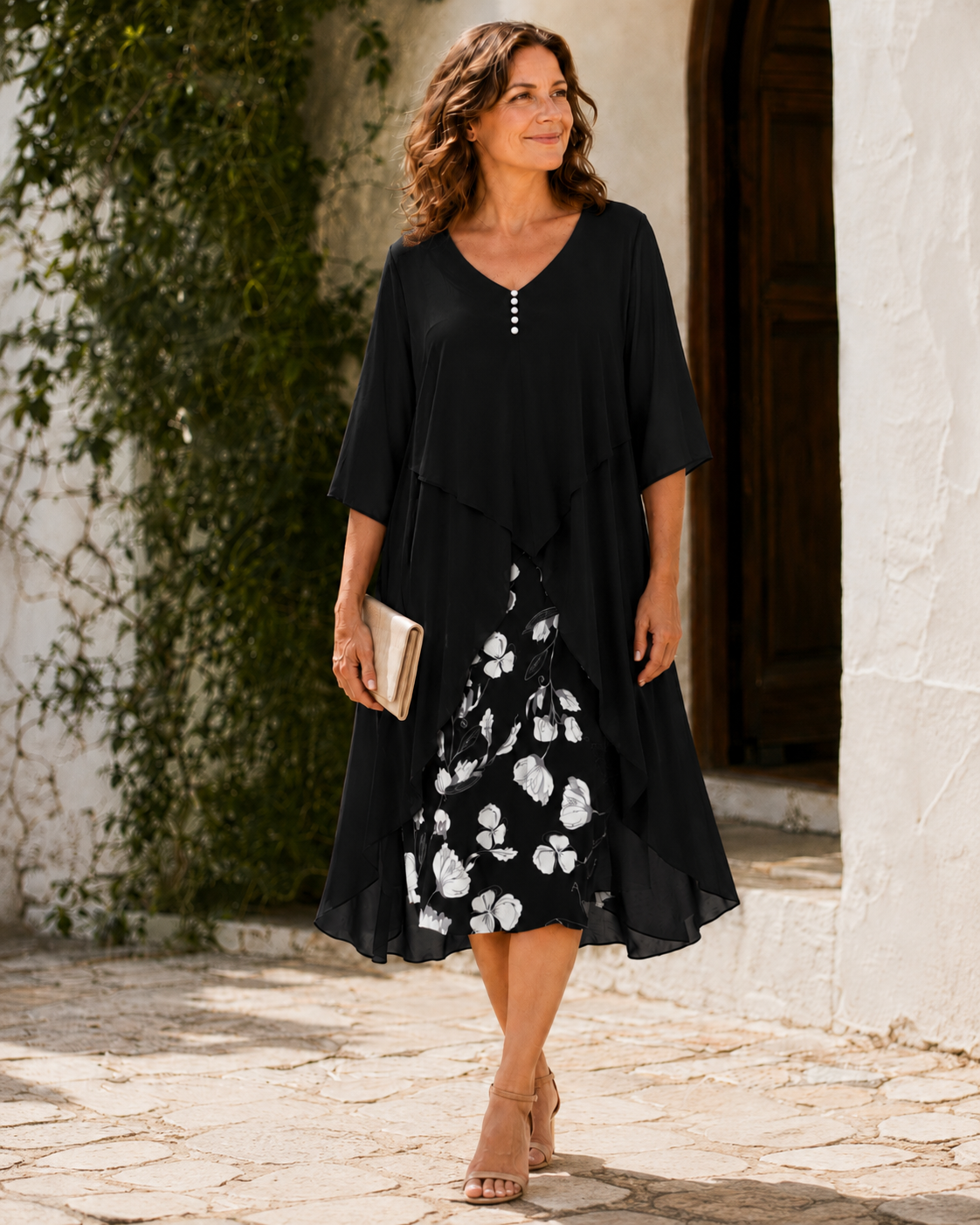 Odette™ | Floral Layered Flowing Midi Dress