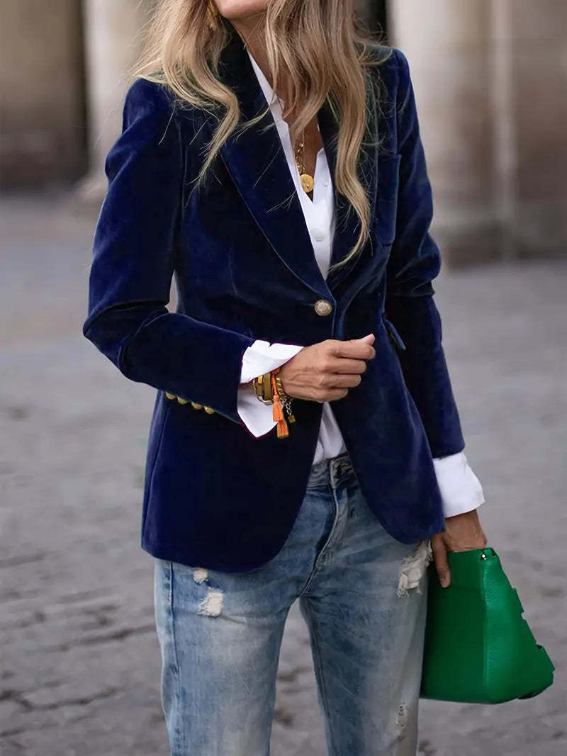Geneva™ | Elegant Fitted Velvet Tailored Blazer