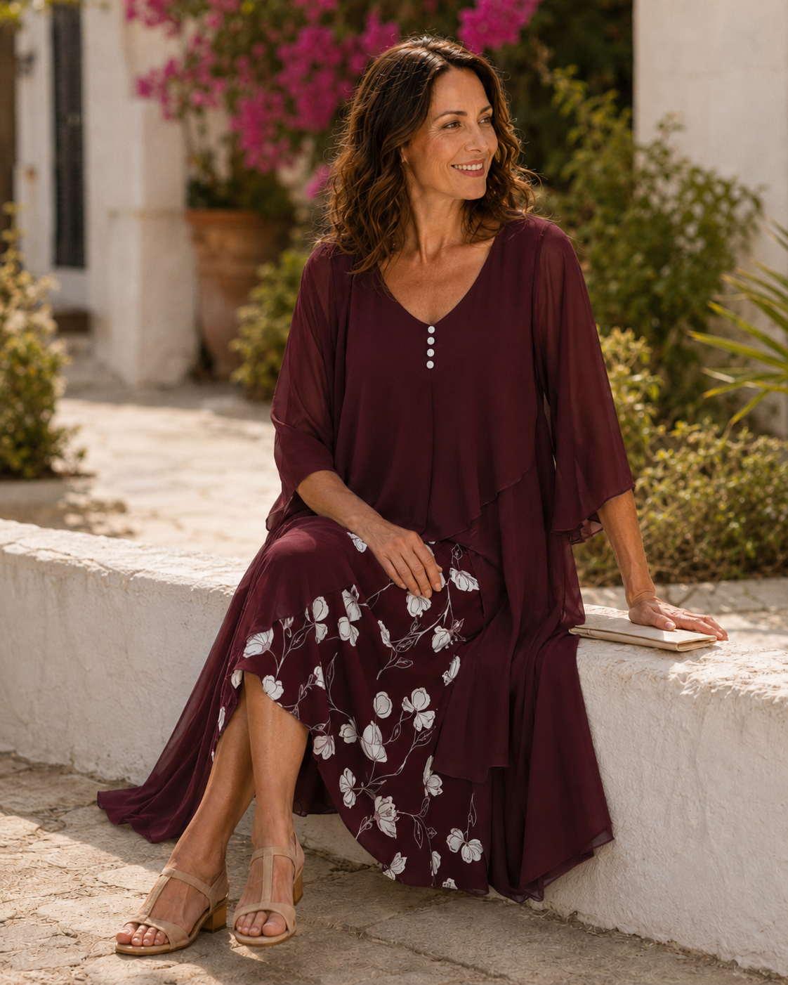 Odette™ | Floral Layered Flowing Midi Dress