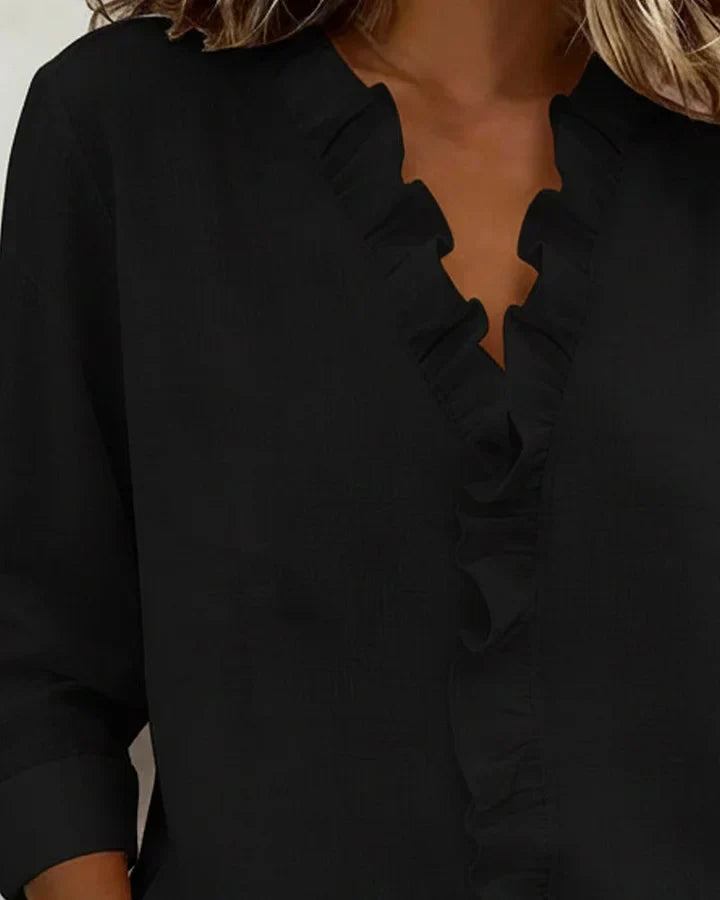 Lenora™ | Soft Ruffle Neckline Blouse