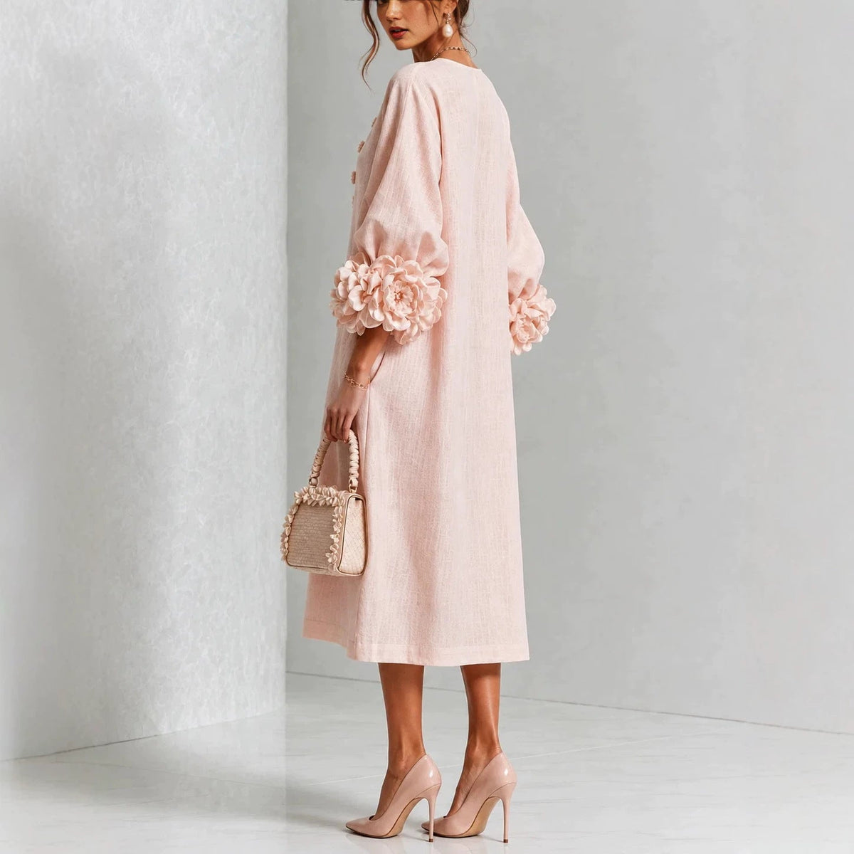 Ivy™ | Floral Cuff Midi Dress