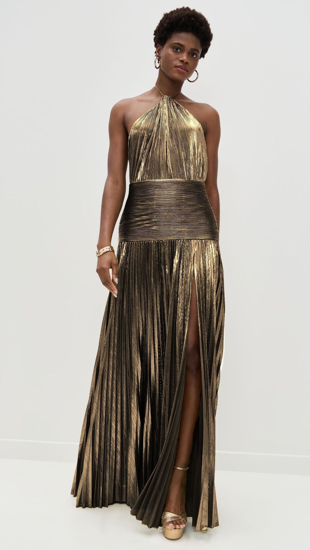 Zarelle™ | Statement Metallic Pleated Gown