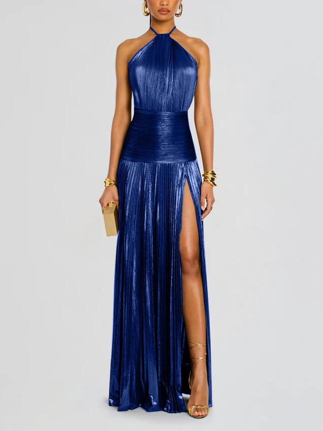 Zarelle™ | Statement Metallic Pleated Gown