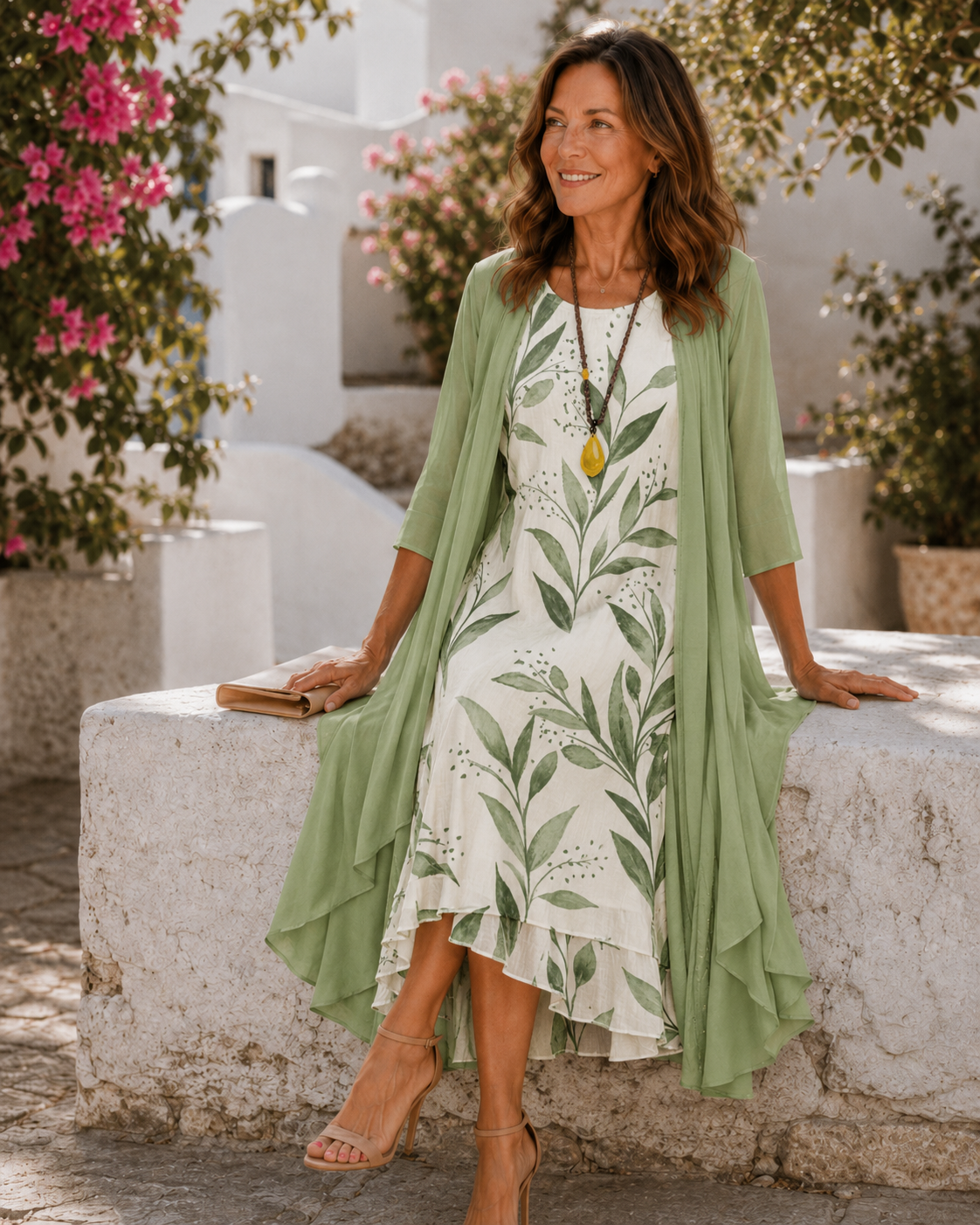 Lilybeth™ | Botanical Layered Duster Midi Dress Set