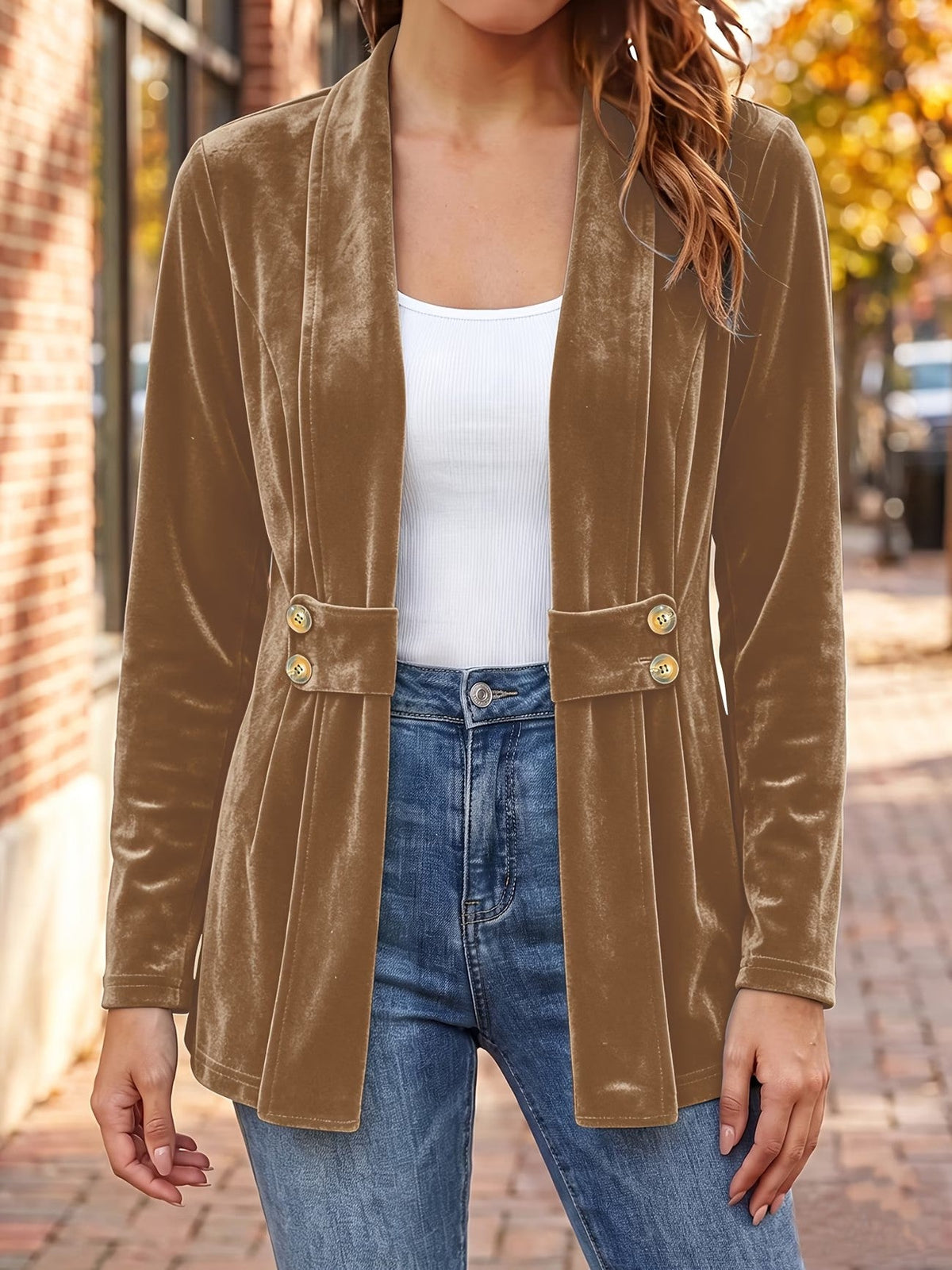 Sutton™ | Caramel Velvet Tailored Cardigan