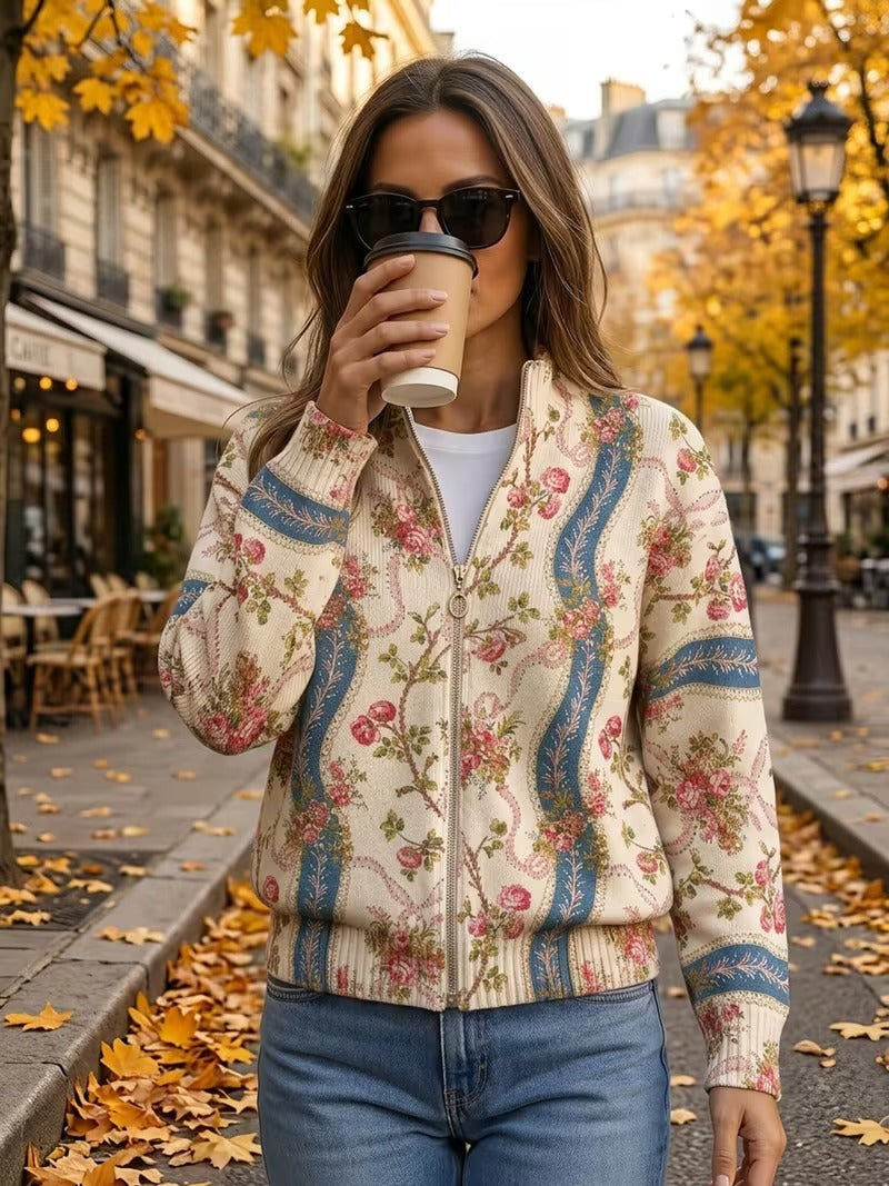 Dorothy™ | Romantic Rose Vine Zip Cardigan
