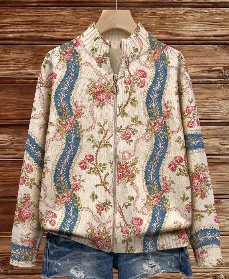 Dorothy™ | Romantic Rose Vine Zip Cardigan