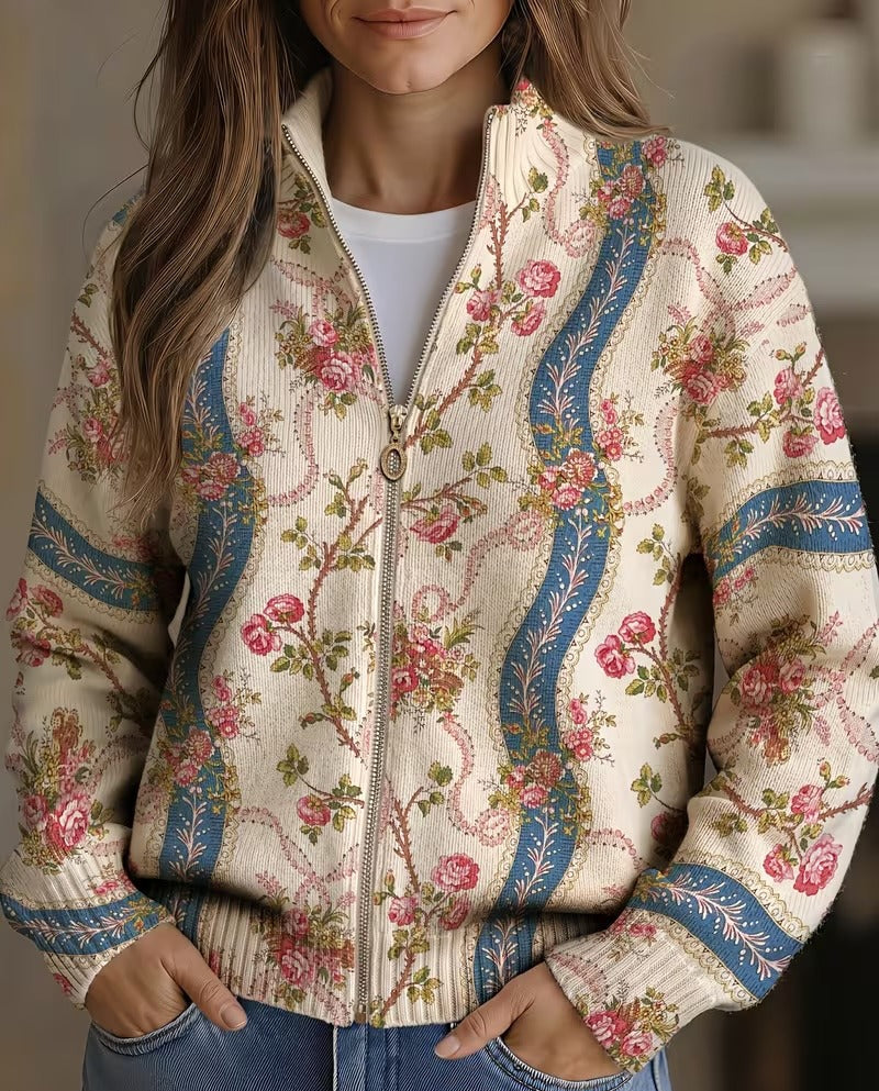 Dorothy™ | Romantic Rose Vine Zip Cardigan