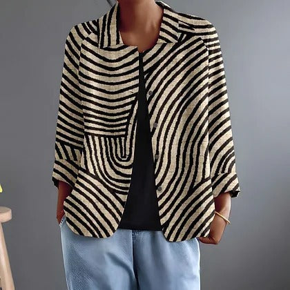 Jonquille™ | Geometric Statement Button-Front Blouse