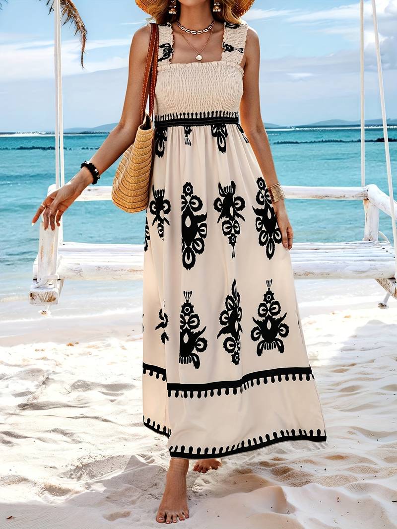 Adelina™ | Embroidered Smocked Maxi Dress