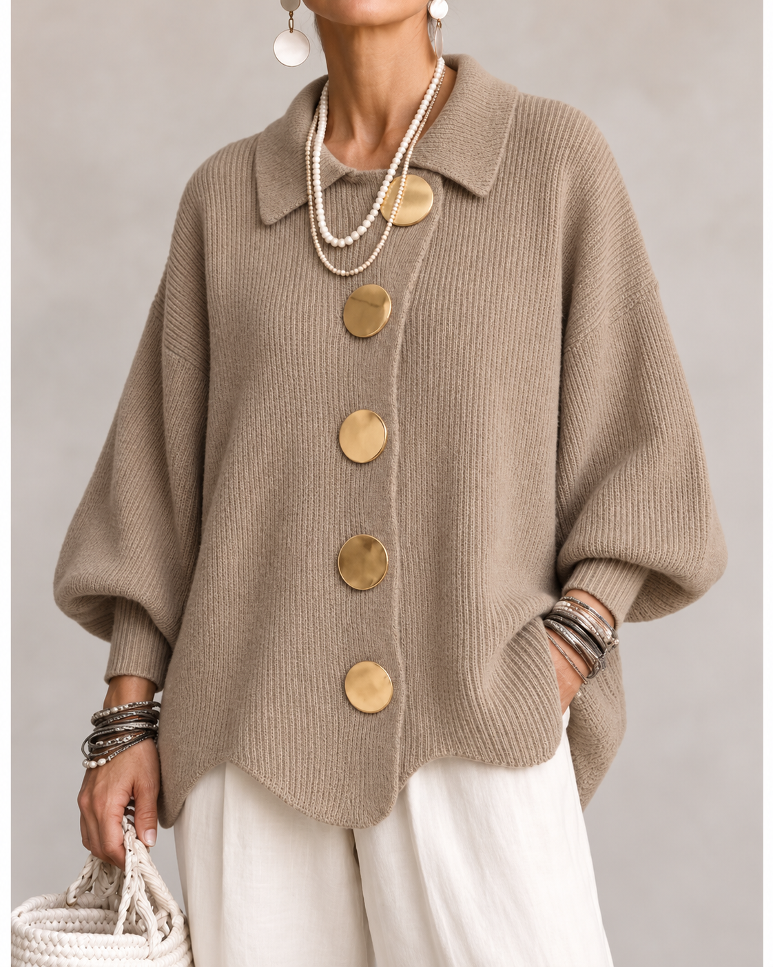 Ardelle™ | Oversized Collared Button Cardigan