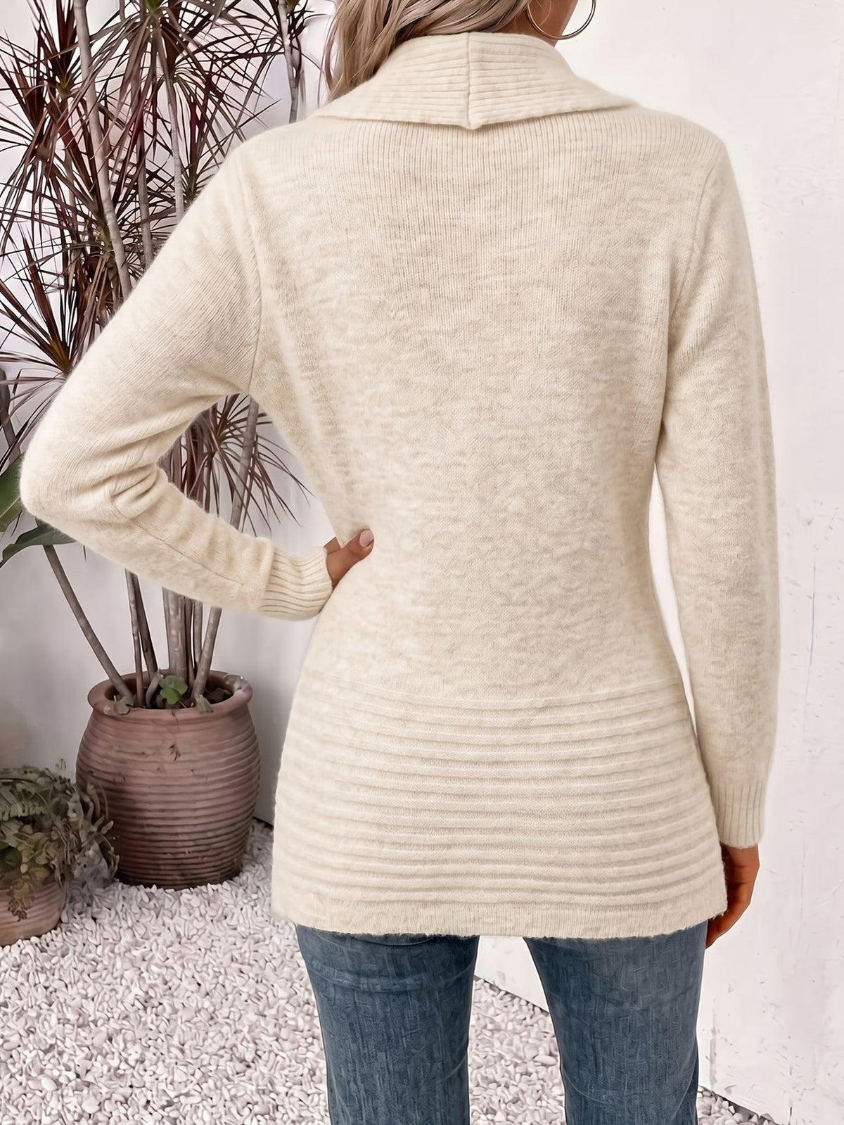Harlow™ | Oatmeal Ribbed Button-Tab Cardigan