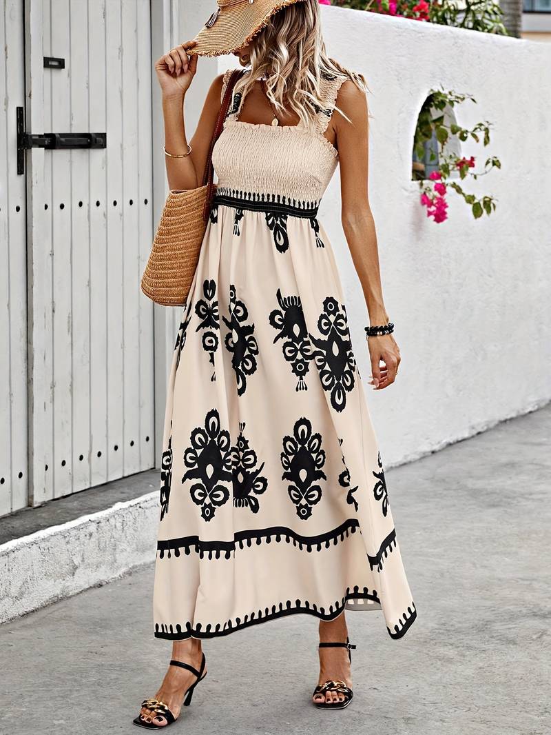 Adelina™ | Embroidered Smocked Maxi Dress