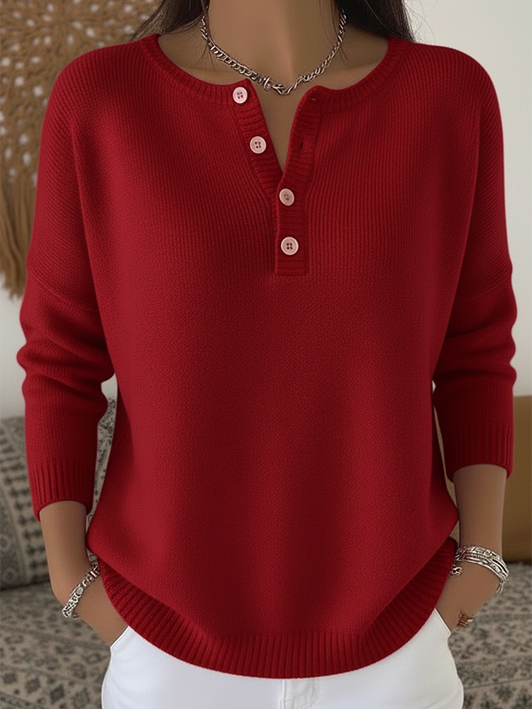 Monica™ | Women's Classic Button Knit Sweater