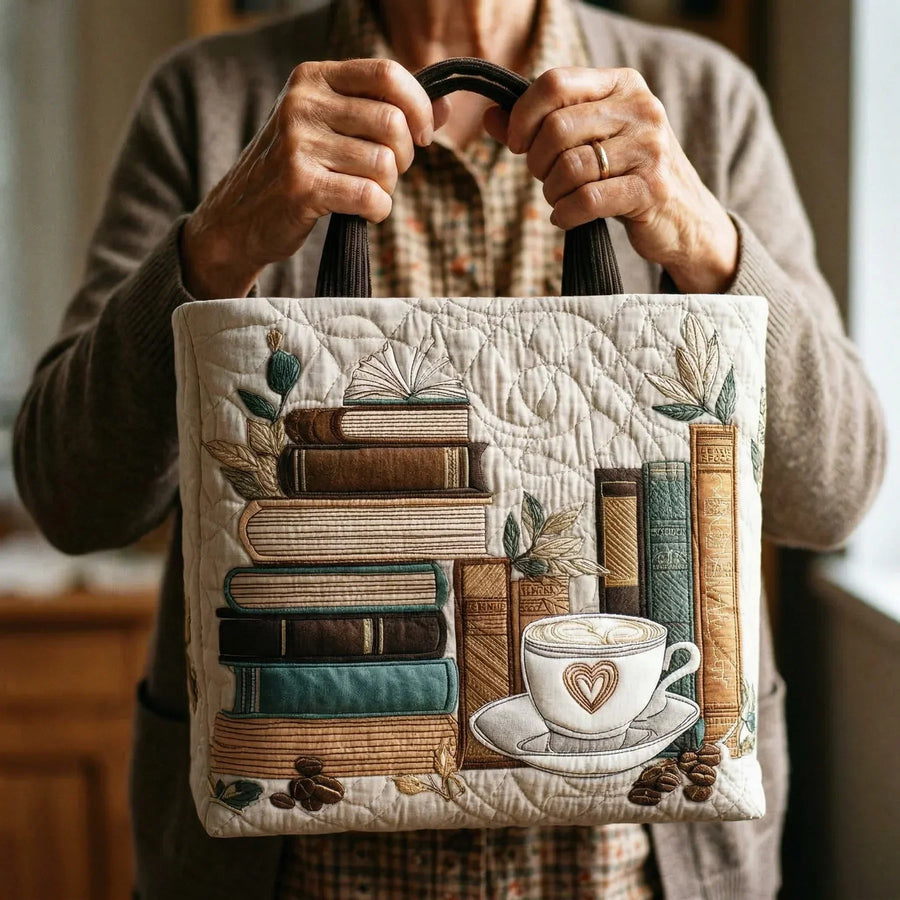 Bonnie™ | Books & Coffee Cozy Quilted Tote Bag