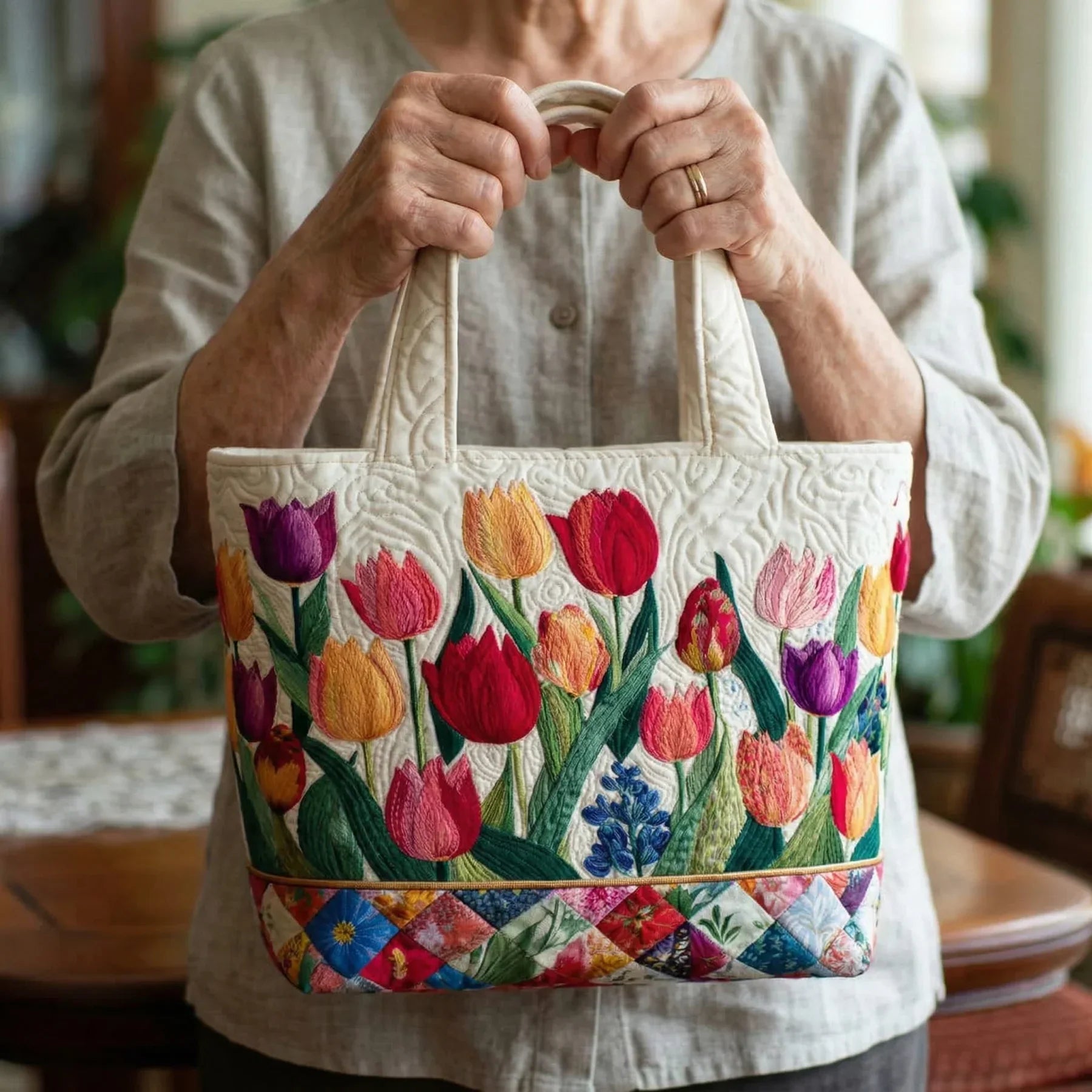 Quilted Bag - Tulip Garden