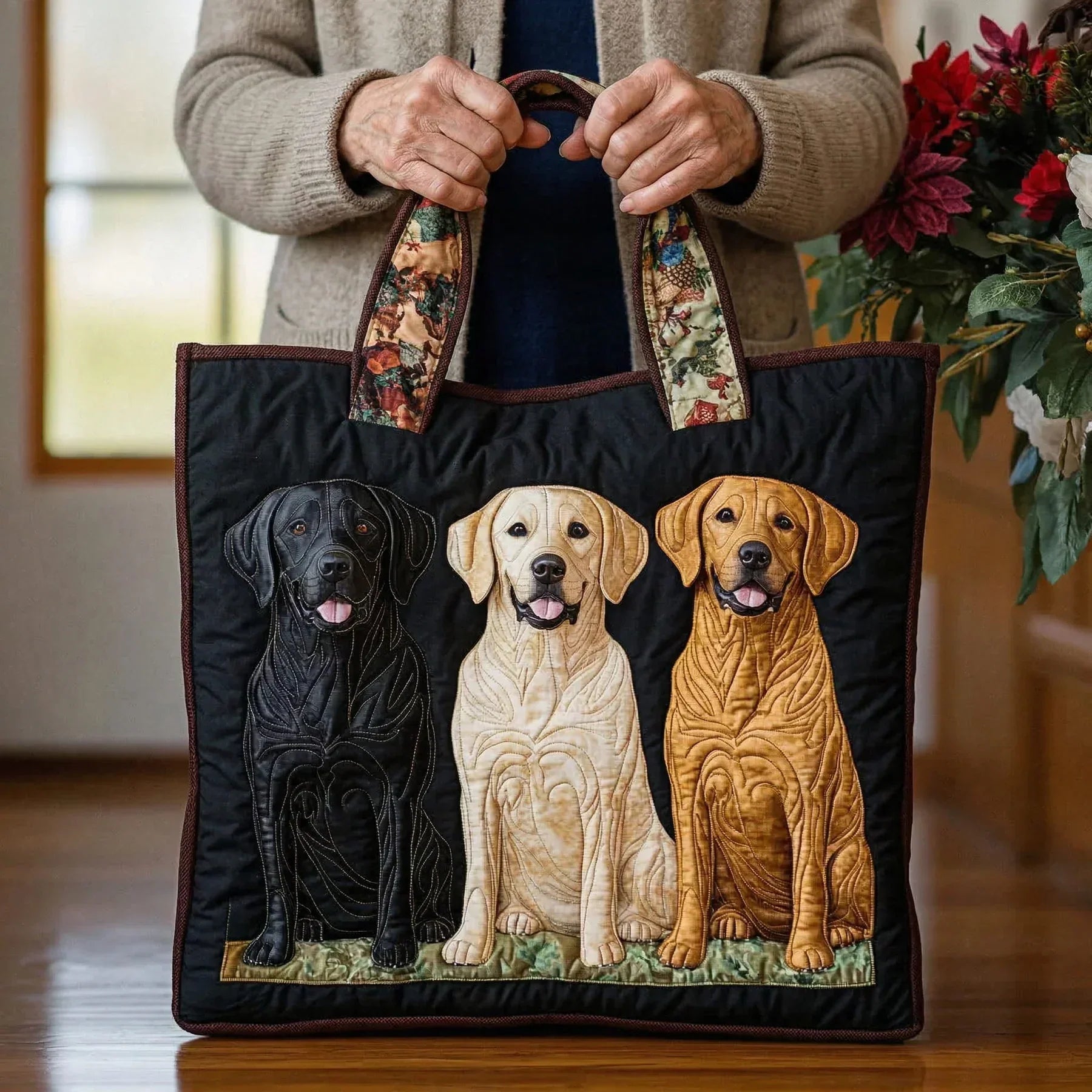 Maggie™ | Three Labrador Companions Quilted Tote Bag