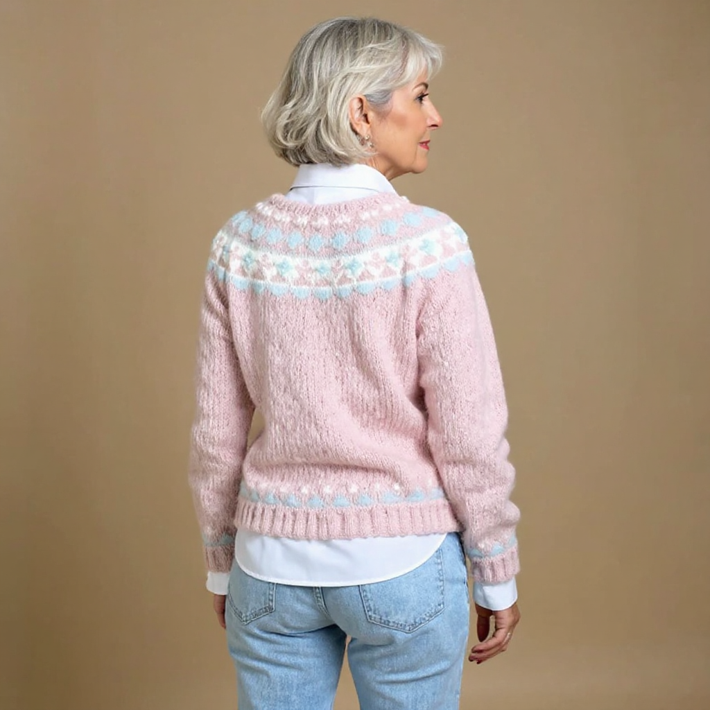 Astrielle™ | Nordic Yoke Button-Front Cardigan