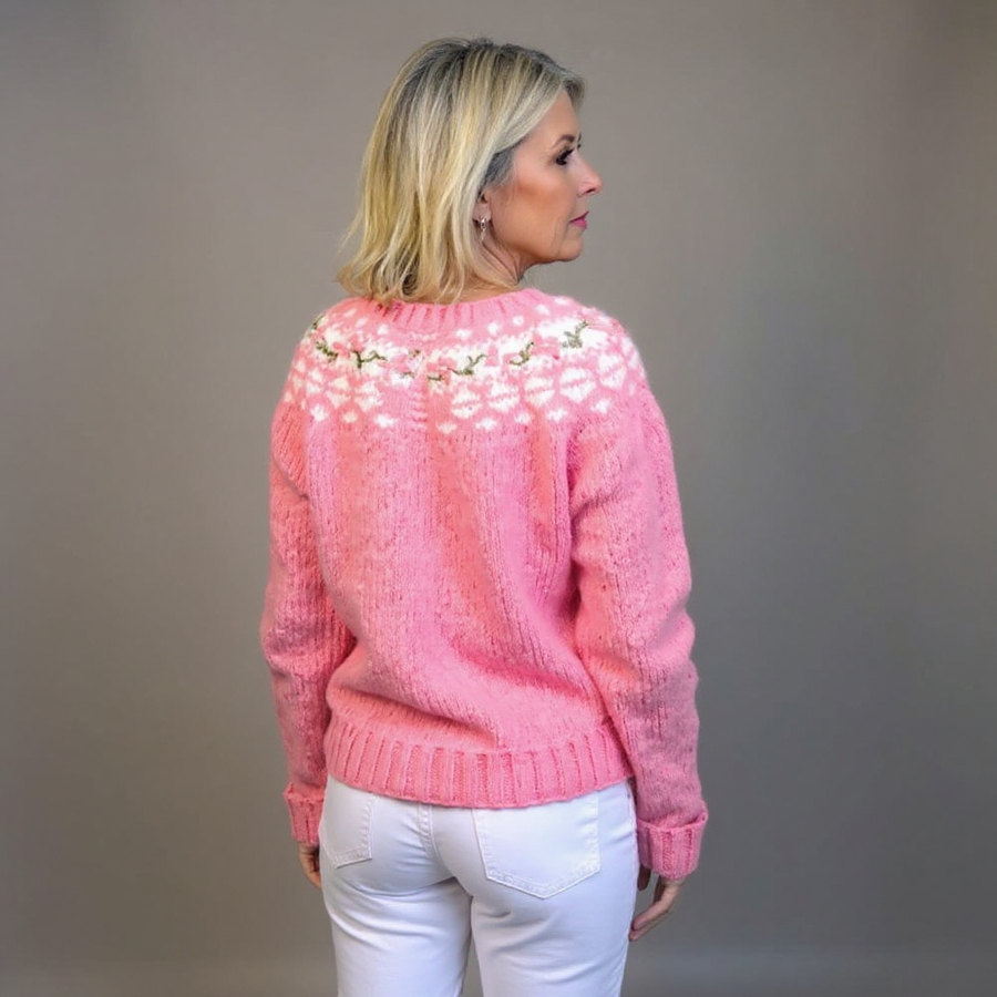 Ingrid™ | Nordic Floral Button-Front Cardigan