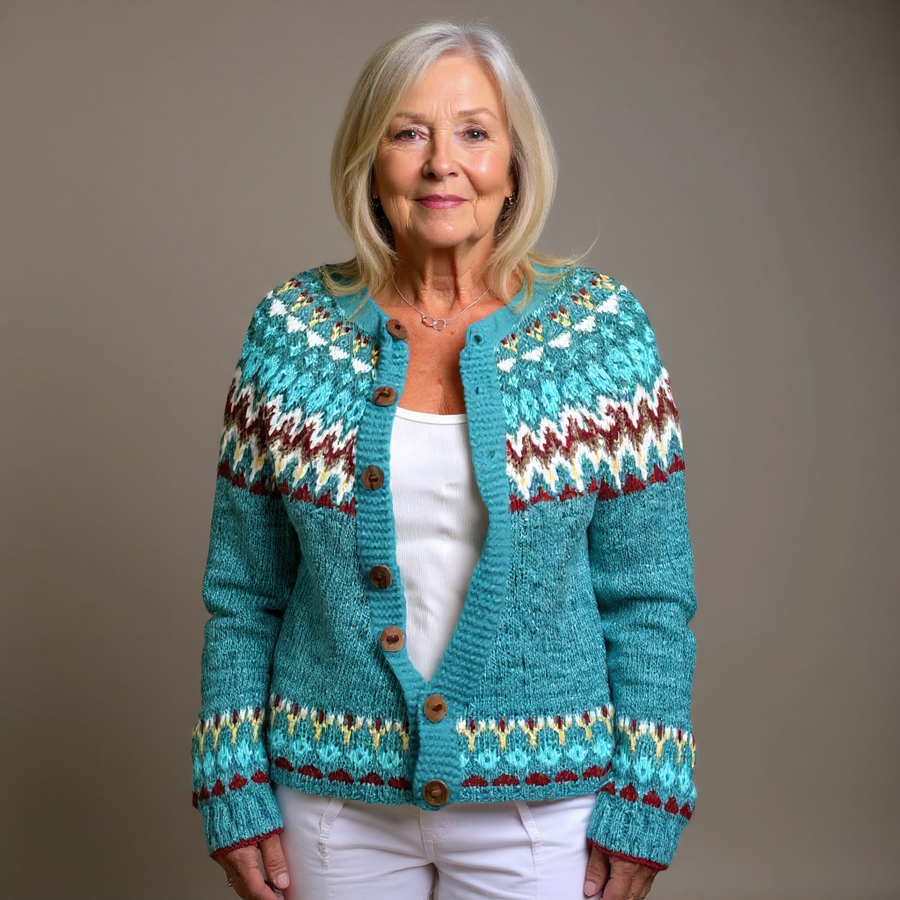Maris™ | Nordic Scroll Button-Front Cardigan