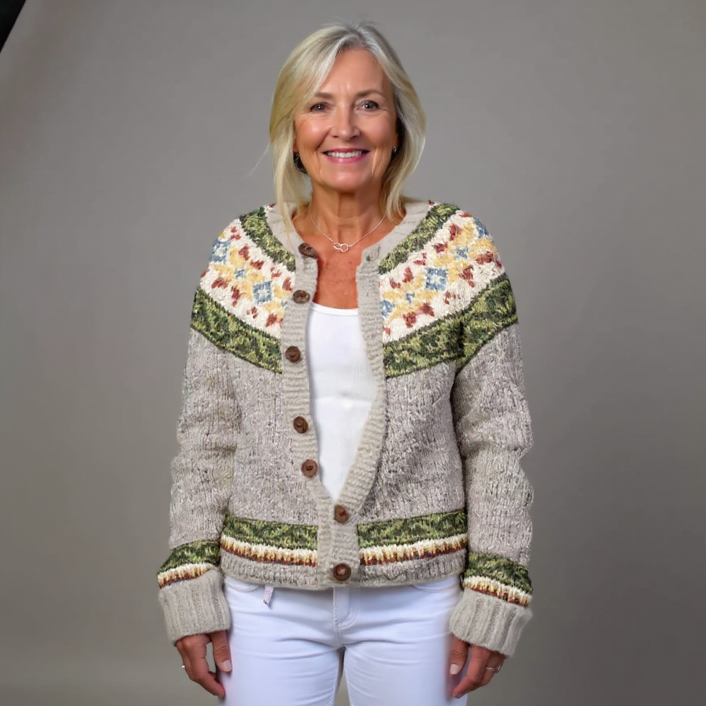 Edith™ | Nordic Floral Button-Front Cardigan