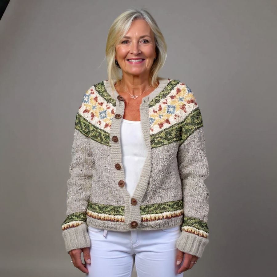 Edith™ | Nordic Floral Button-Front Cardigan
