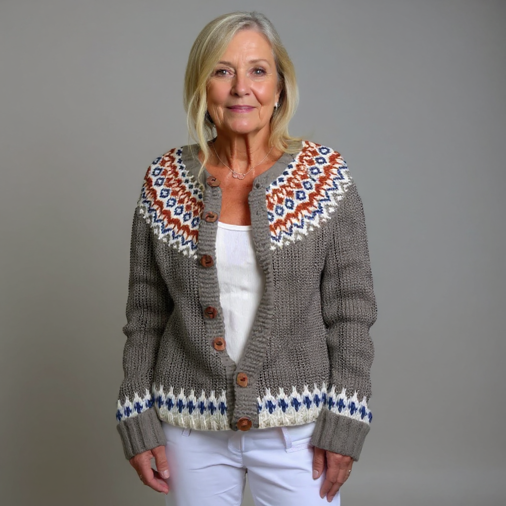 Clara™ | Nordic Fair Isle Button-Front Cardigan