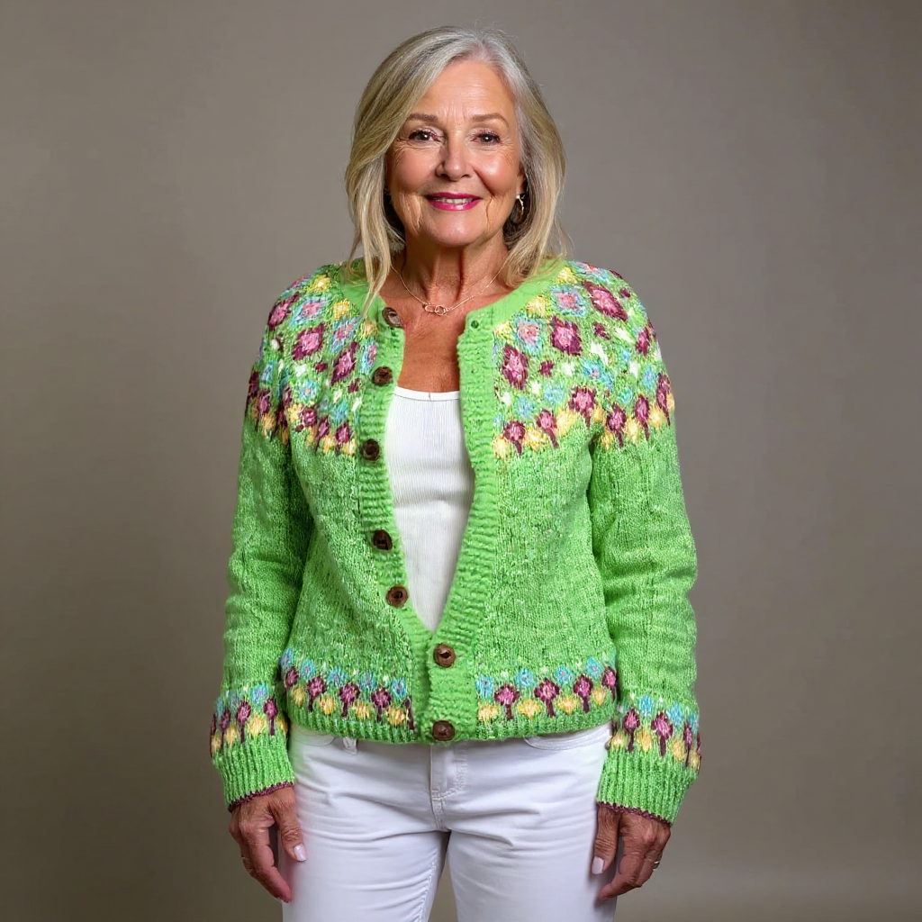 Millie™ | Nordic Floral Button-Front Cardigan