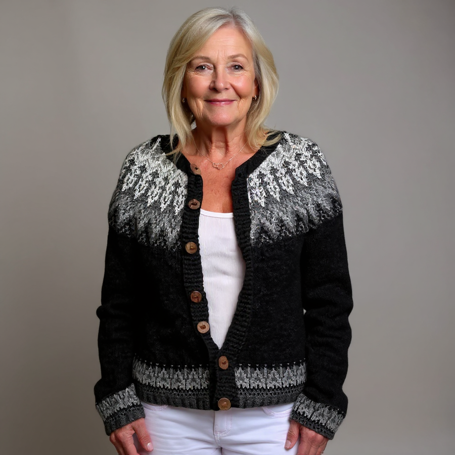 Brynelle™ | Nordic Fair Isle Button-Front Cardigan