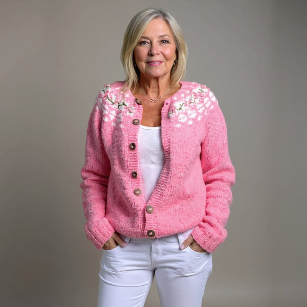 Ingrid™ | Nordic Floral Button-Front Cardigan