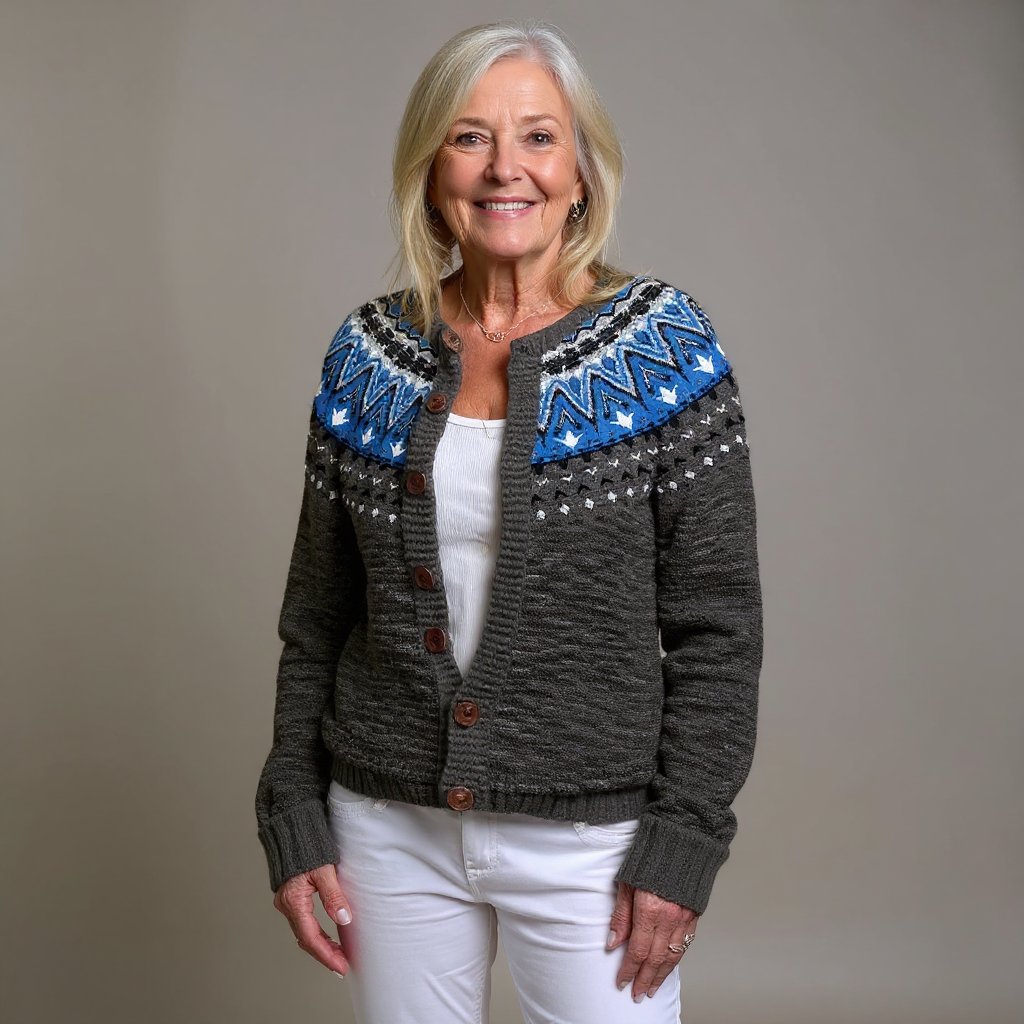 Elvira™ | Nordic Fair Isle Button-Front Cardigan
