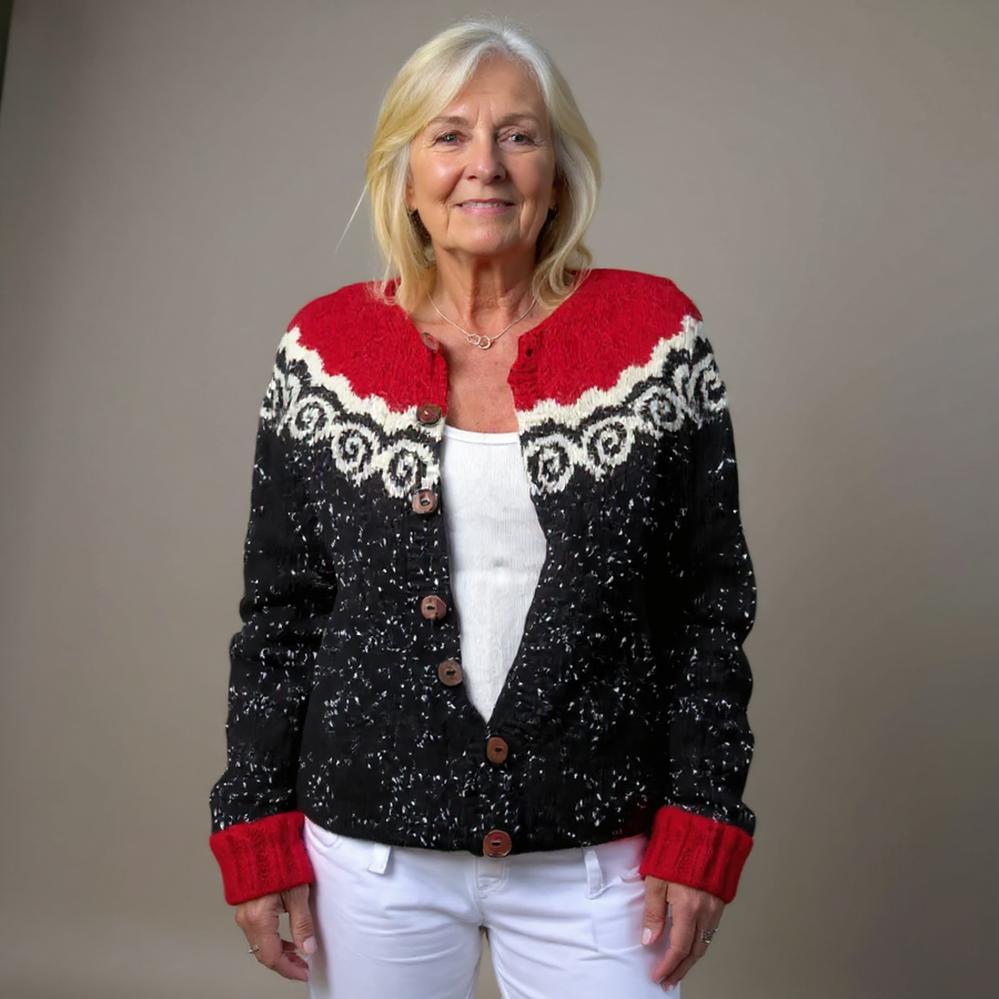 Beatrix™ | Nordic Scroll Button-Front Cardigan