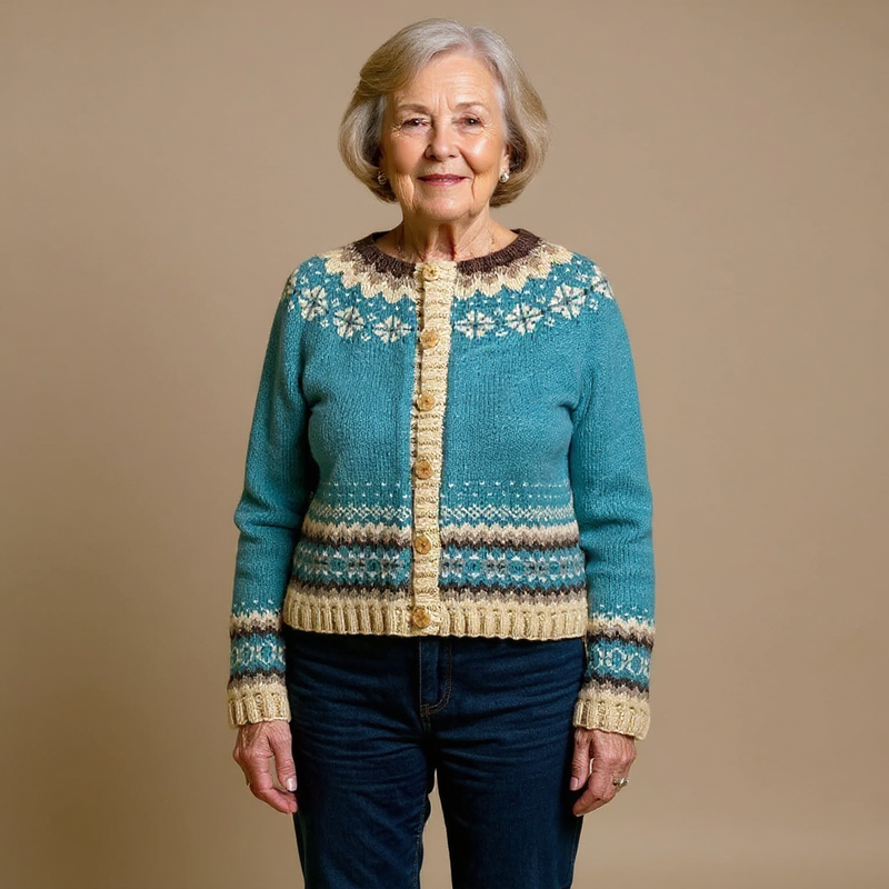 Winifred™ | Nordic Floral Button-Front Cardigan