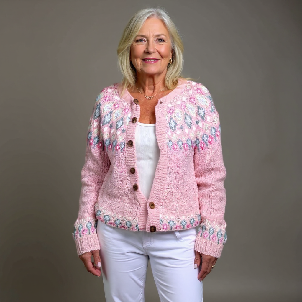 Rosalie™ | Nordic Floral Button-Front Cardigan