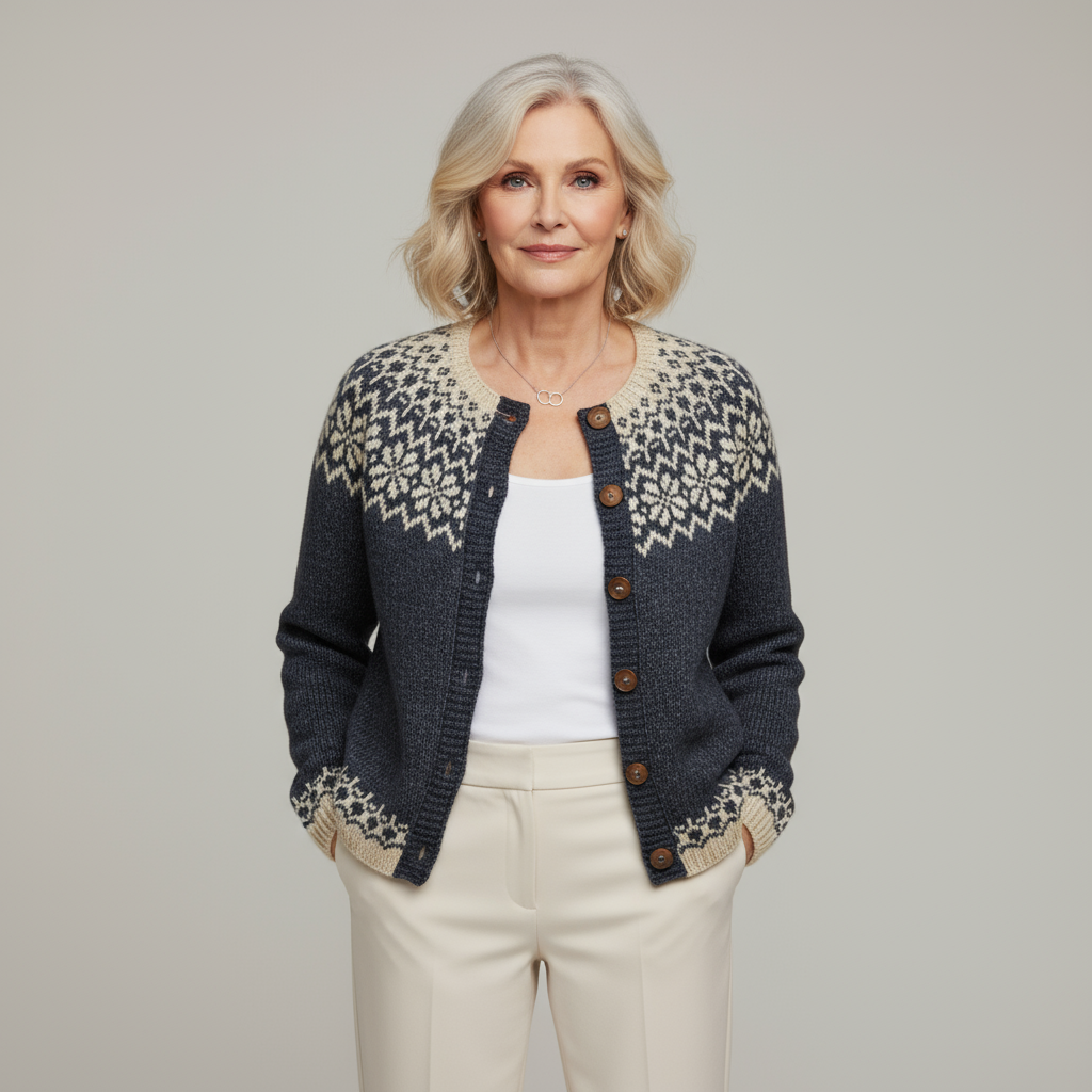 Mabel™ | Fair Isle Button-Front Knit Cardigan