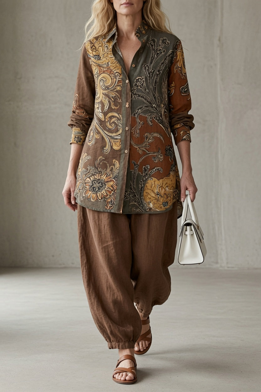 Talia™ | Vintage Printed Relaxed Two-Piece Set