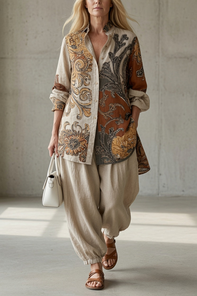Talia™ | Vintage Printed Relaxed Two-Piece Set