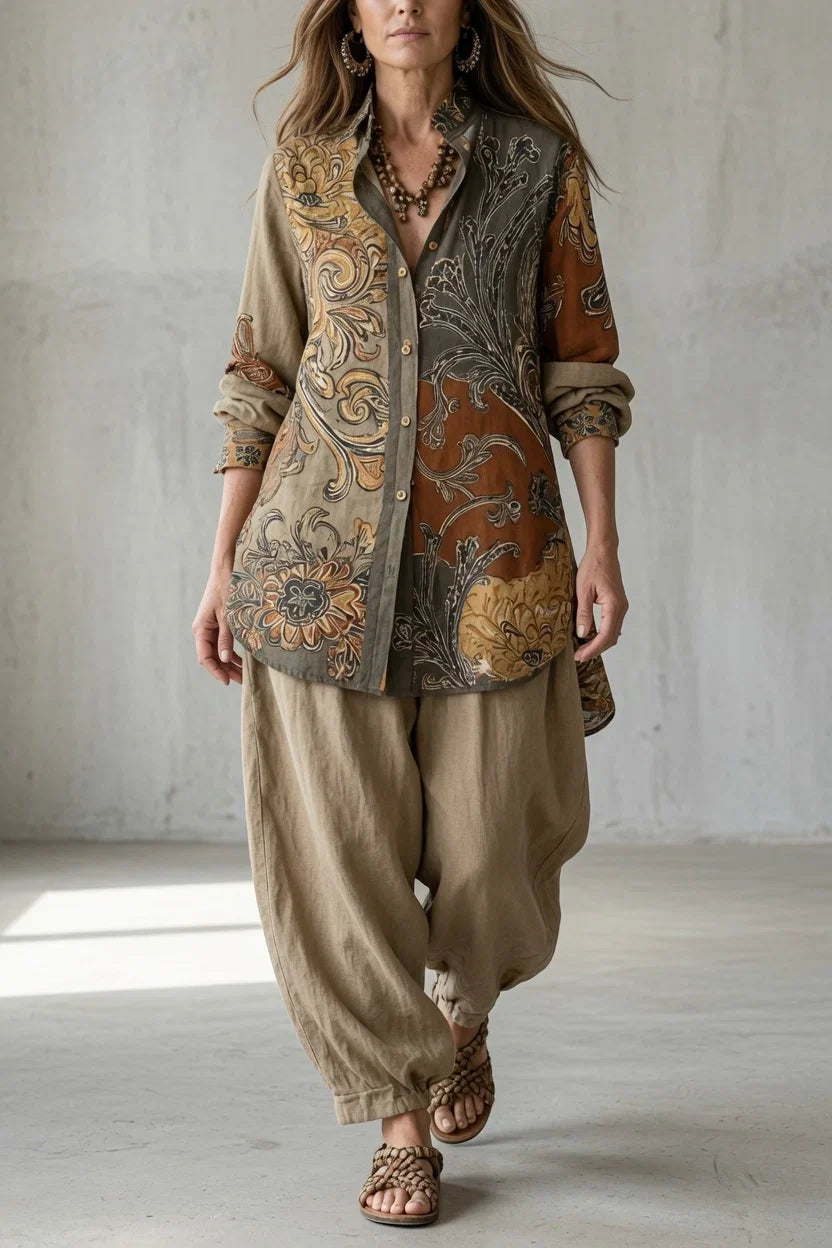 Talia™ | Vintage Printed Relaxed Two-Piece Set