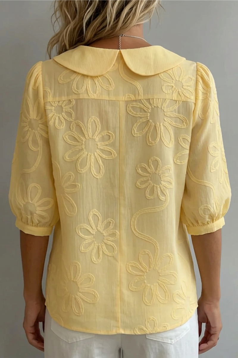 Evelyn™ | Embroidered Linen Blend Blouse