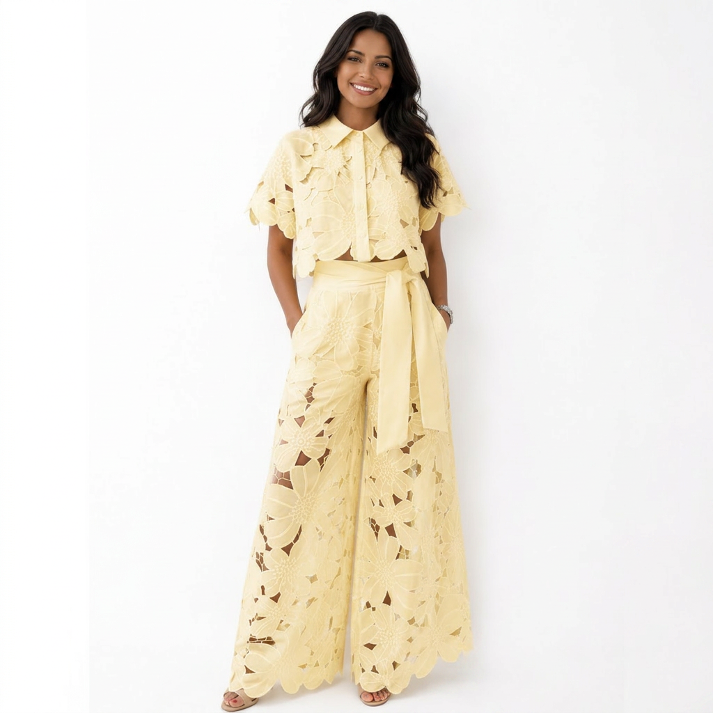 Lucienne™ | Bohemian Wide-Leg Linen Set