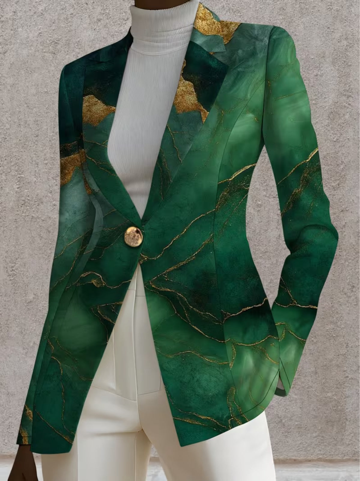 Honorine™ | Emerald Marble Tailored Blazer