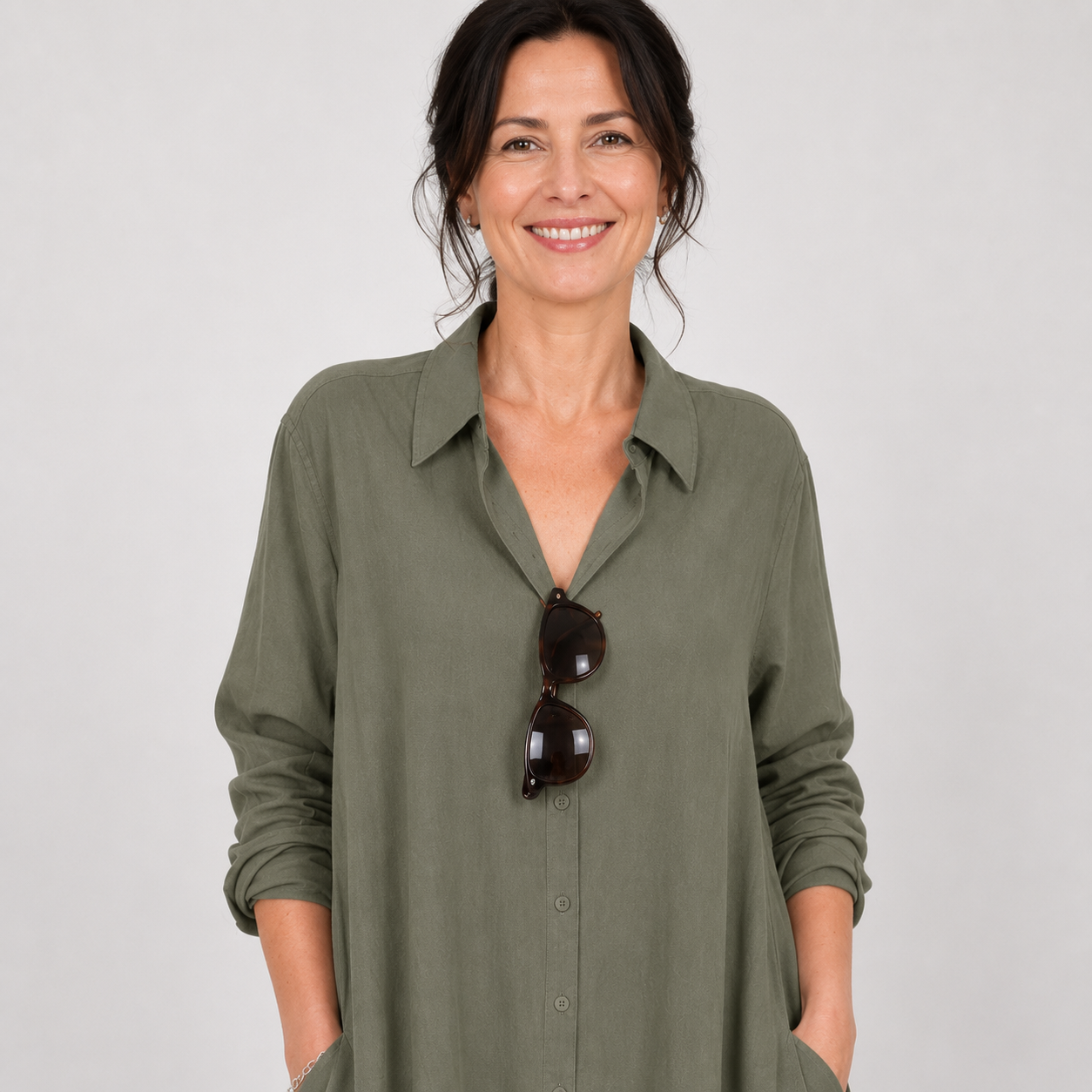 Evelyn™ | Relaxed Button Front Maxi Dress