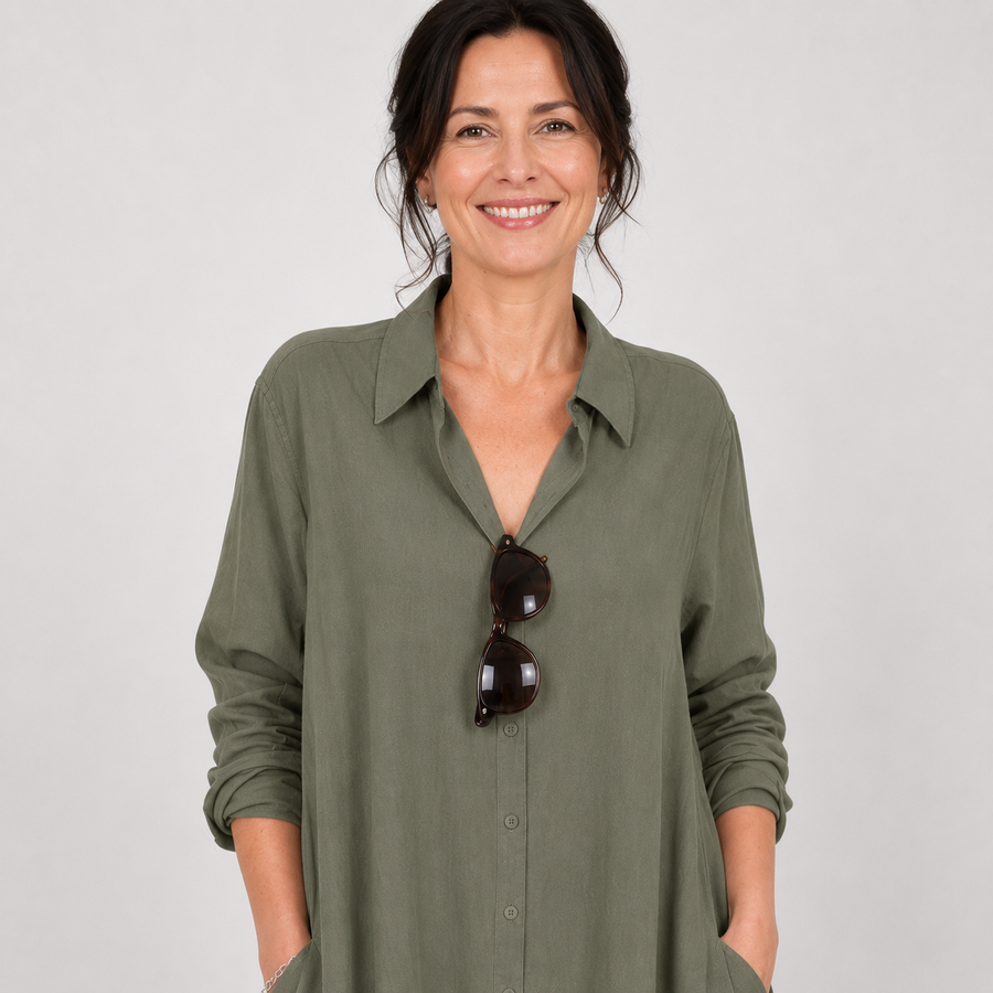 Evelyn™ | Relaxed Button Front Maxi Dress