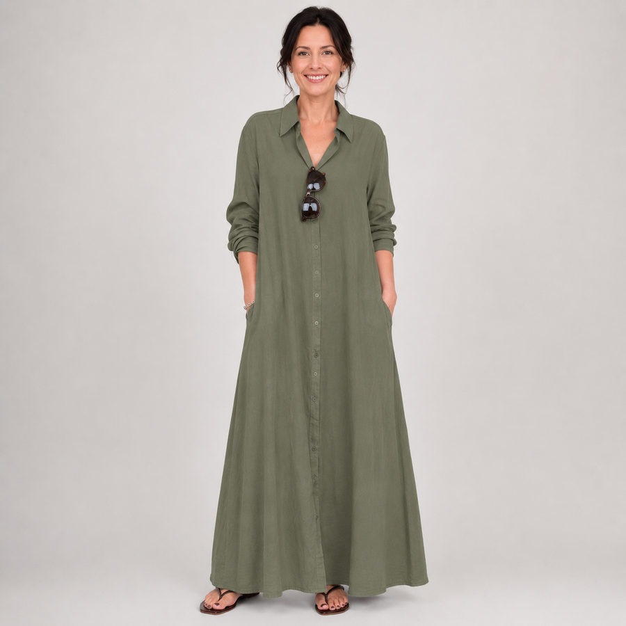 Evelyn™ | Relaxed Button Front Maxi Dress